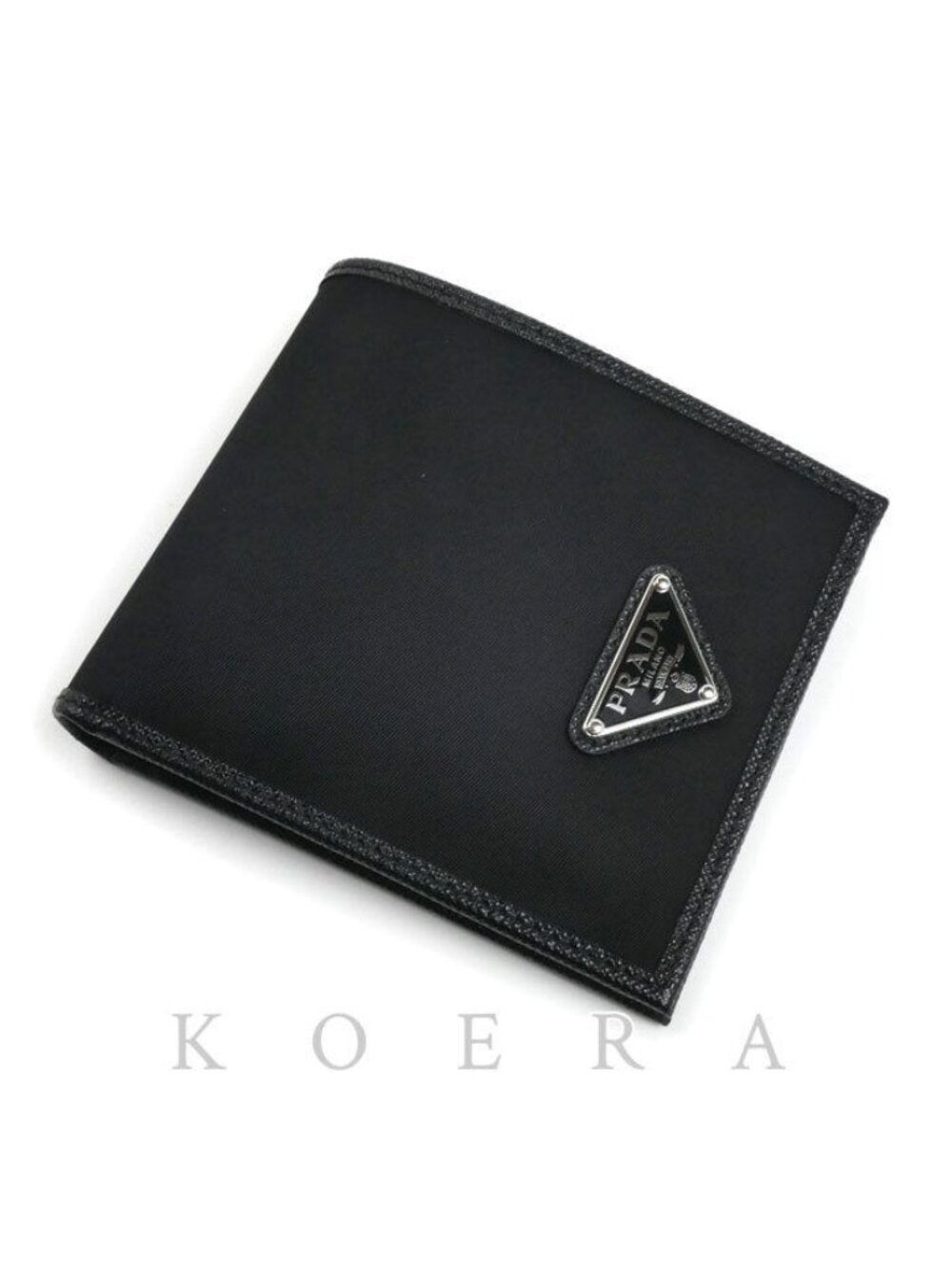 Prada Tessuto Triangle Logo Bifold Wallet Black IC Purchased